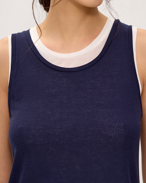 Двухслойная майка из тенселя и шерсти, синий