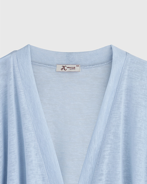 Длинный кардиган на поясе, светло-голубой