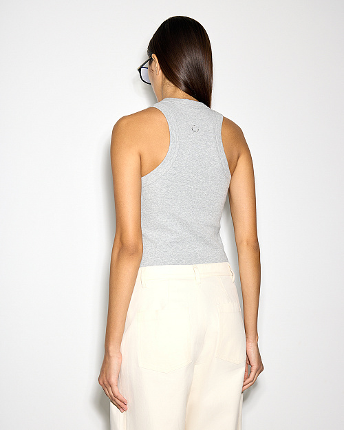 Майка с американской проймой, из хлопка и спандекса, серый меланж