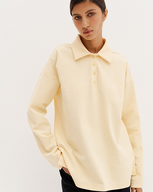 Поло с длинным рукавом, желтый