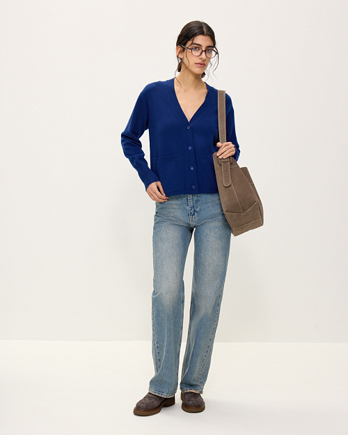 Сумка шопер из натуральной замши, серо-коричневый