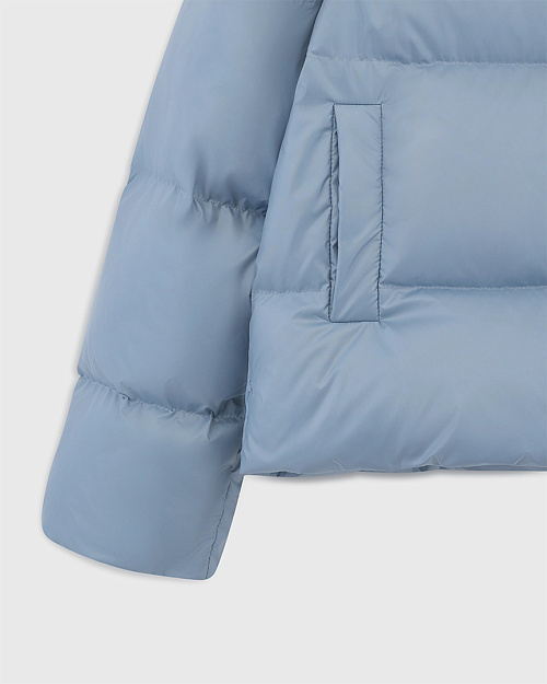 Короткий пуховик с натуральным наполнителем, голубой