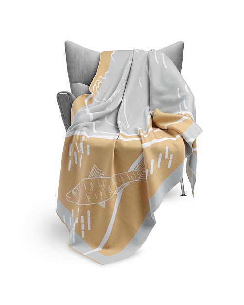 Плед, серо-желтый, 160х100 см