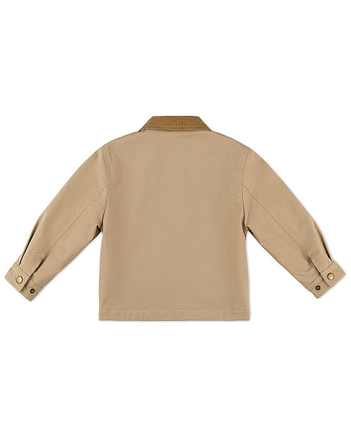Детская хлопковая куртка Unisex с вельветовым воротником, бежевый