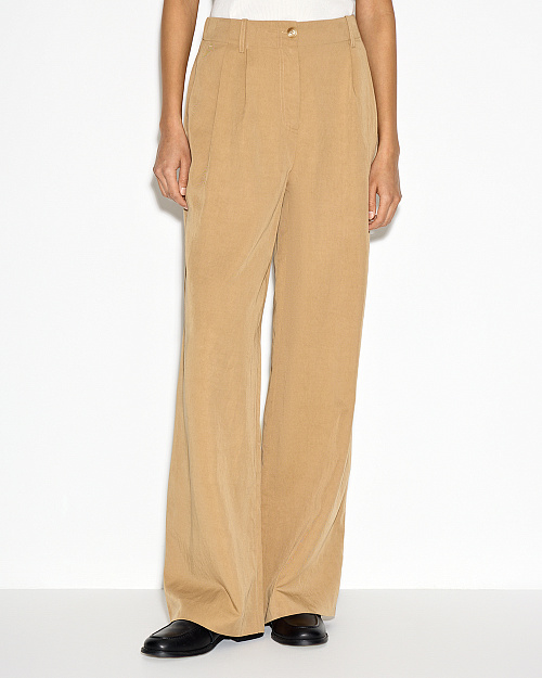 Брюки палаццо с резинкой на спинке, из лиоцелла, бежевый
