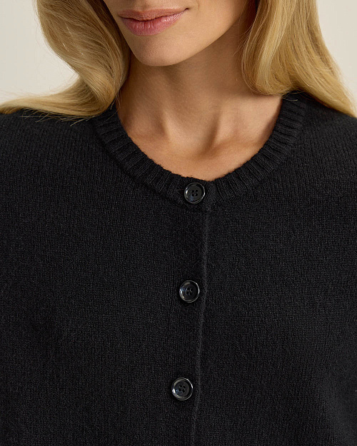 Шерстяной кардиган на пуговицах, черный