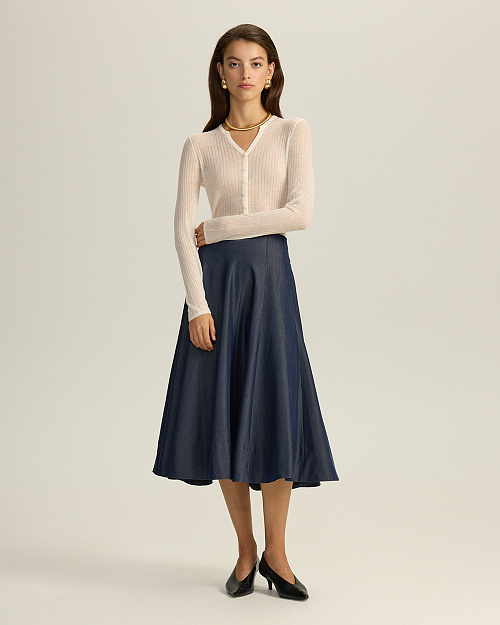 Прозрачное боди на пуговицах, из тонкого шерстяного трикотажа, молочный