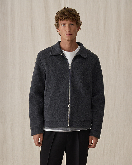 Мужская куртка из шерстяной пальтовой ткани, серый