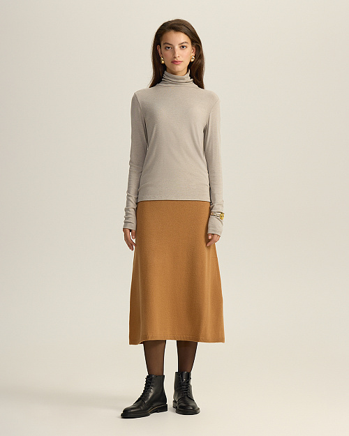 Водолазка из модала с шерстью, светло-бежевый