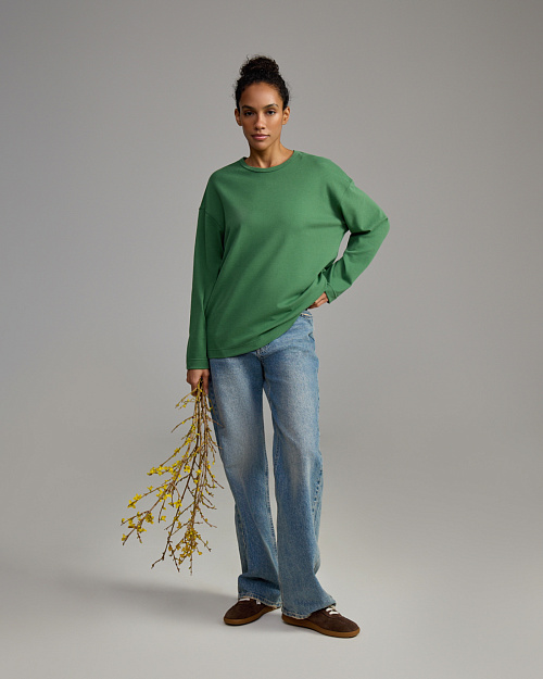 Хлопковый лонгслив Unisex, зеленый