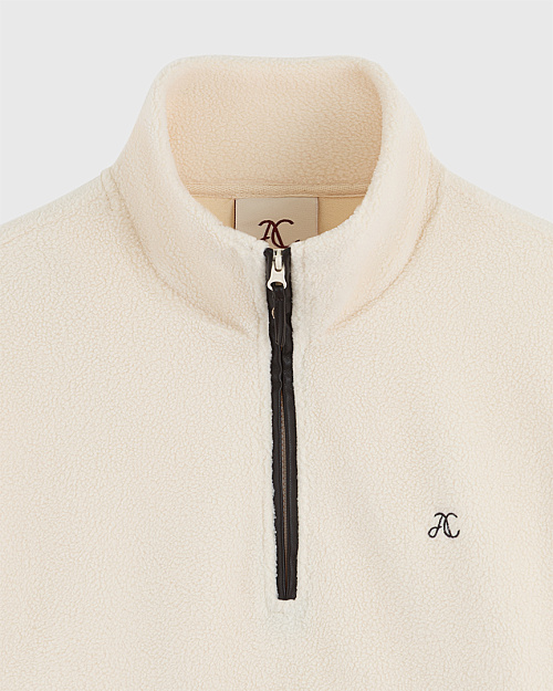 Флисовая толстовка с вышивкой, молочный