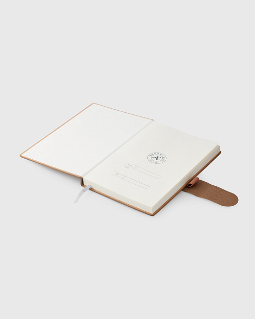 Блокнот A5 из эко-кожи, на застежке, светло-коричневый