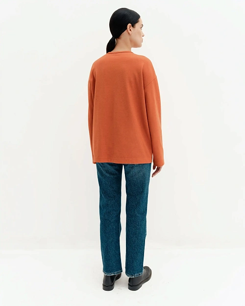 Свободный лонгслив прямого кроя, оранжевый