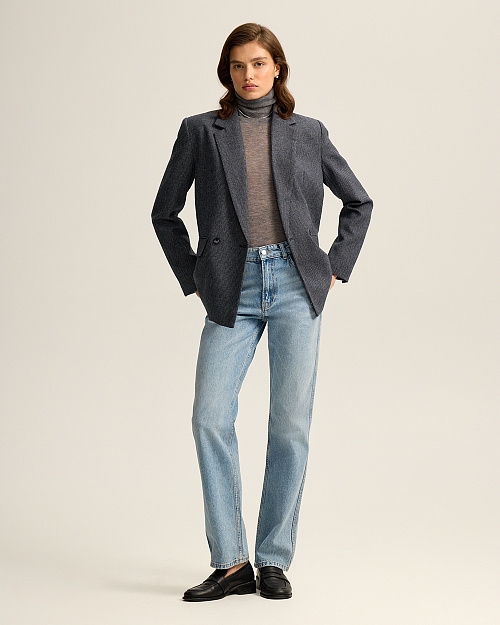 Водолазка из тонкой шерсти, серый меланж