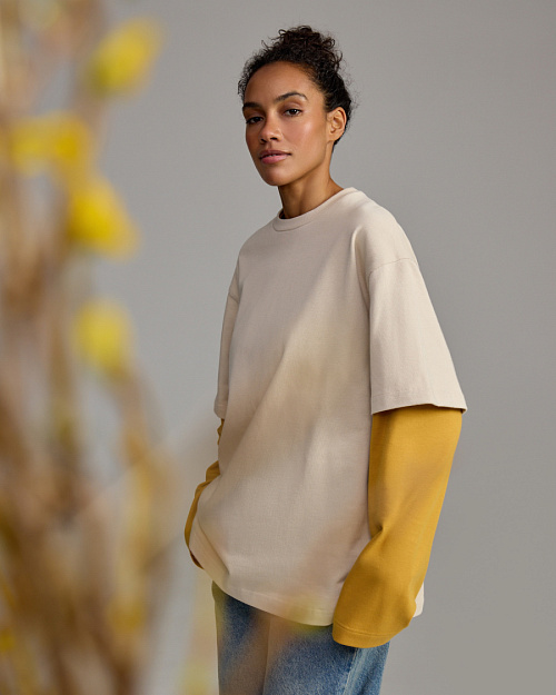 Хлопковая футболка оверсайз Unisex, светло-бежевый