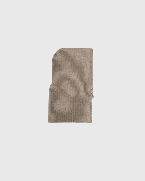 Вязаный капор на пуговицах, из шерсти с кашемиром, бежевый меланж