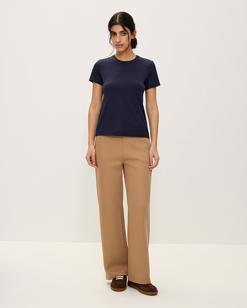 Приталенная футболка из хлопка и модала, синий