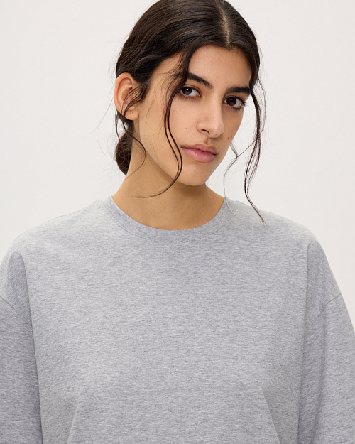 Футболка оверсайз, серый меланж