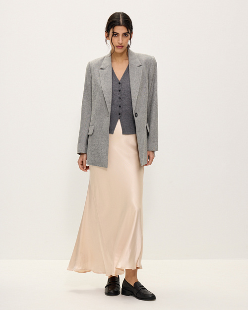 Шерстяной трикотажный жилет на пуговицах, серый меланж