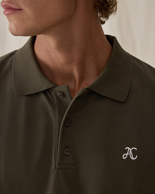 Футболка поло прямого кроя, хаки