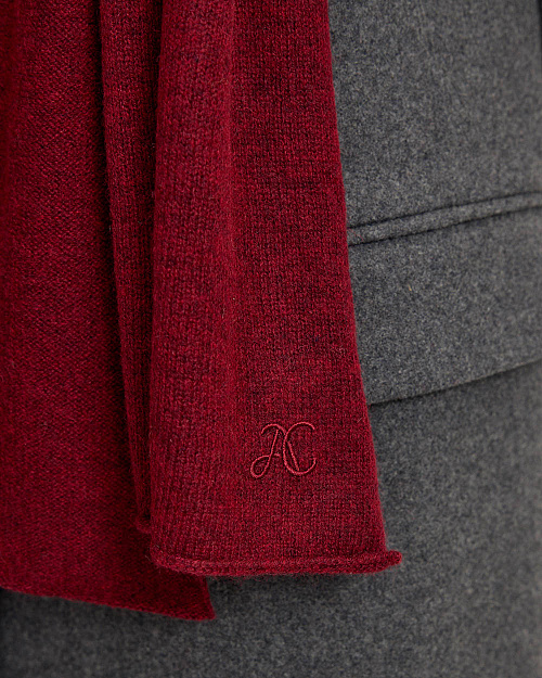 Шарф из шерсти и кашемира, бордовый