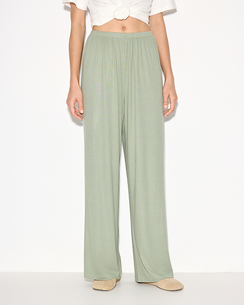 Трикотажные брюки на резинке, из района и спандекса, зеленый