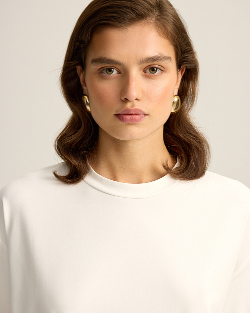 Футболка оверсайз из хлопка и спандекса, молочный