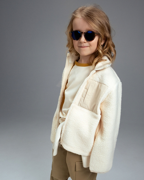 Детская куртка Unisex из флиса с меховым эффектом, молочный