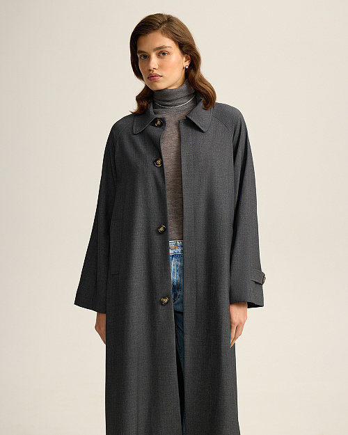 Пыльник с воротником трансформером, серый