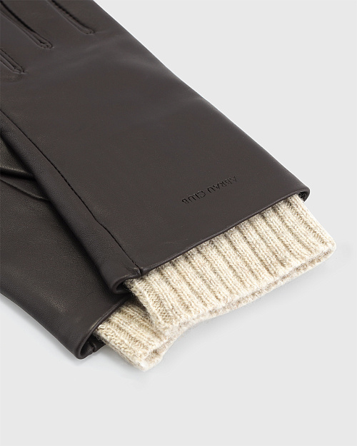 Перчатки из натуральной кожи с шерстяным манжетом, коричневый