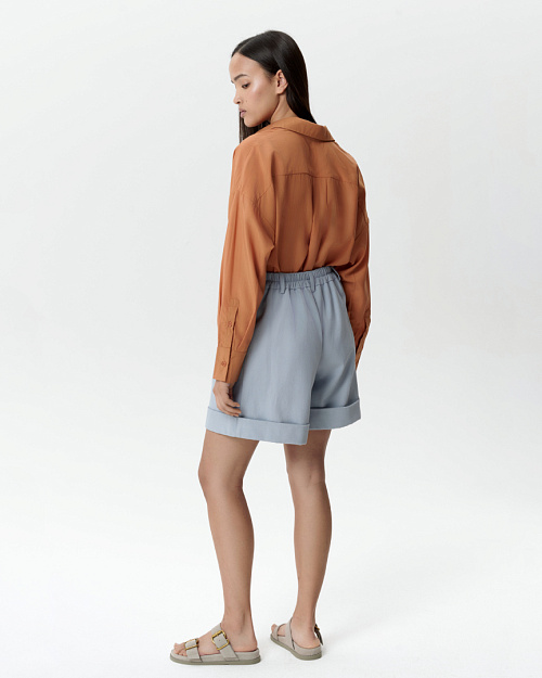 Шорты в стиле сафари, из плотного хлопка, голубой