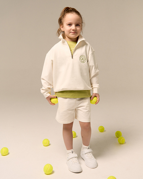 Детский свитшот Unisex с воротом на молнии, белый