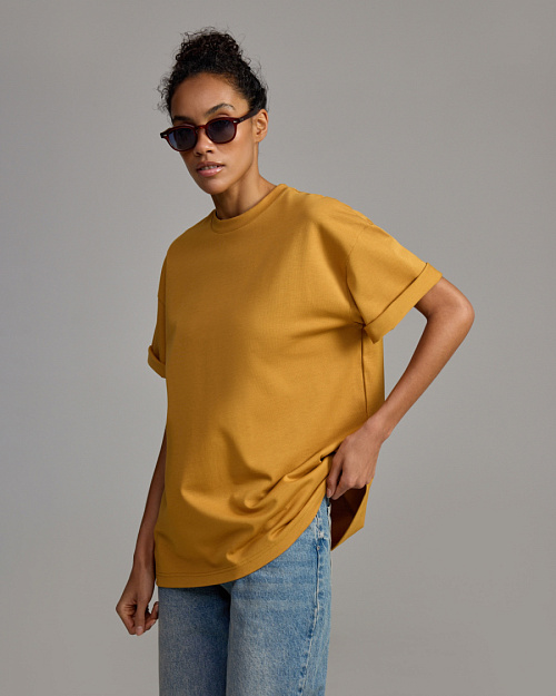Хлопковая футболка оверсайз Unisex, желтый