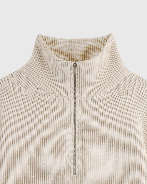 Удлиненный свитер на молнии, бежевый