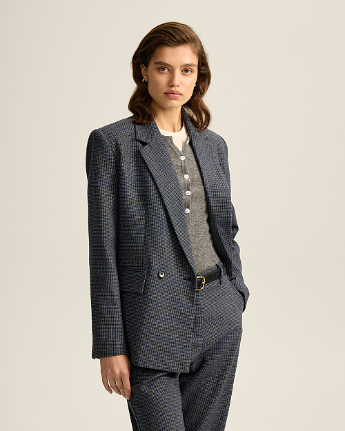 Твидовый жакет прямого кроя, синий