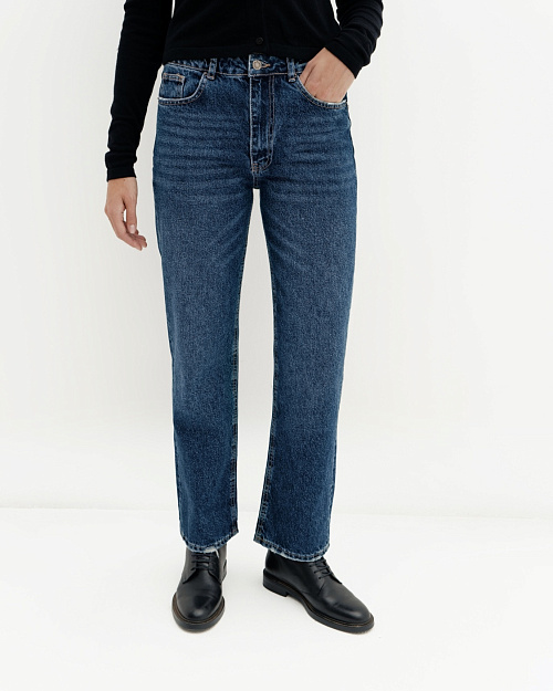 Джинсы со средней посадкой Boyfriend, темно-синий