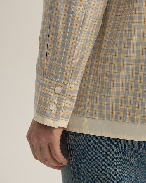 Клетчатая рубашка с эффектом многослойности, бежевый с голубым