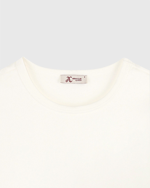 Базовая футболка из хлопка и спандекса, молочный