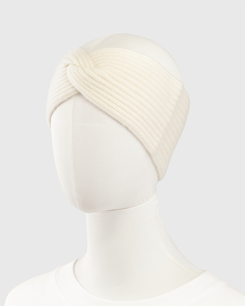 Вязаная повязка из кашемира с вышивкой, молочный