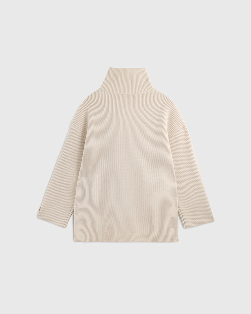 Удлиненный свитер на молнии, бежевый