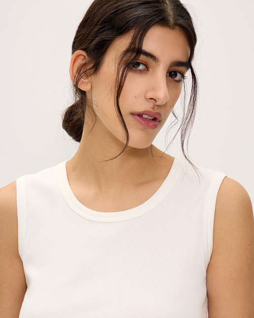 Хлопковая майка в рубчик, белый