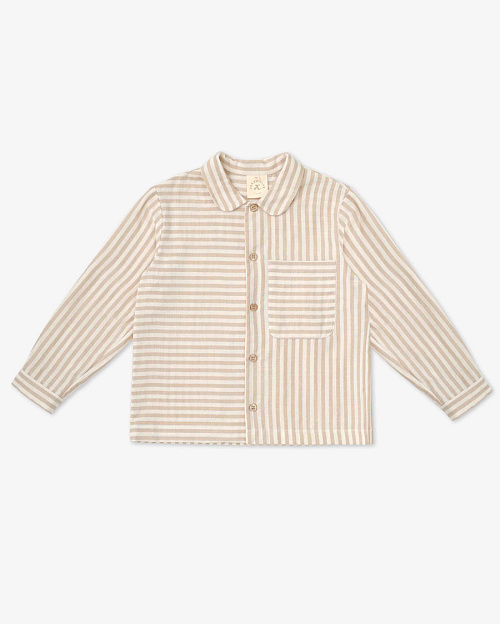 Детская рубашка в полоску Unisex из муслина, бежевый