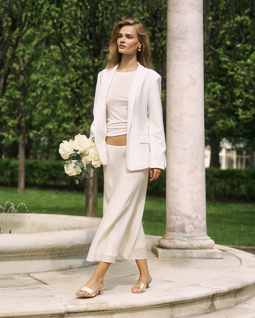 Юбка из полупрозрачной текстурной ткани из тенселя, на подкладке