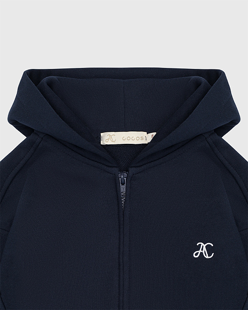 Детская толстовка Unisex с капюшоном, на молнии, синий