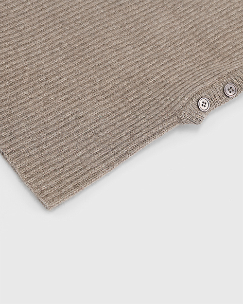 Вязаный капор на пуговицах, из шерсти с кашемиром, бежевый меланж