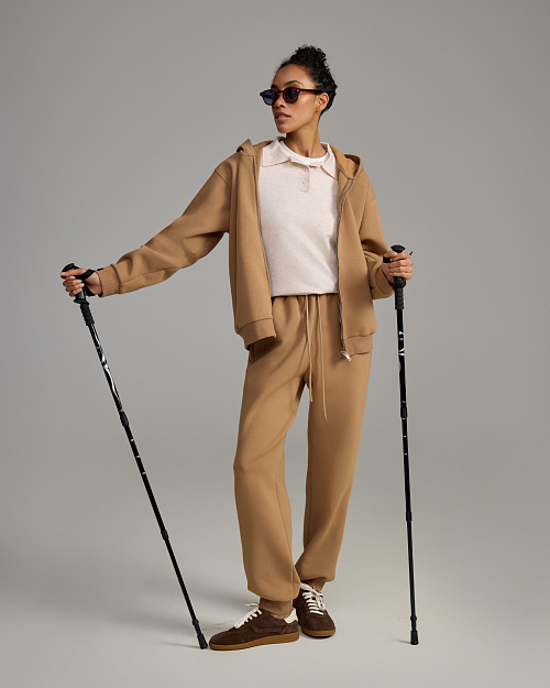 Худи оверсайз на молнии, Unisex, бежевый