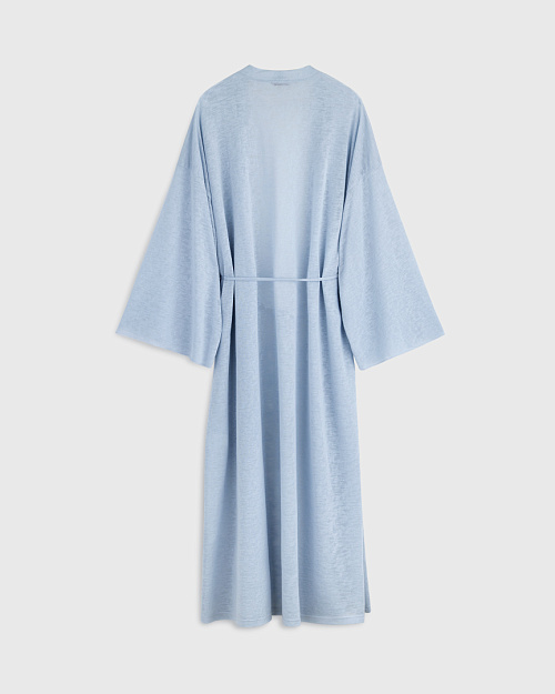 Длинный кардиган на поясе, светло-голубой