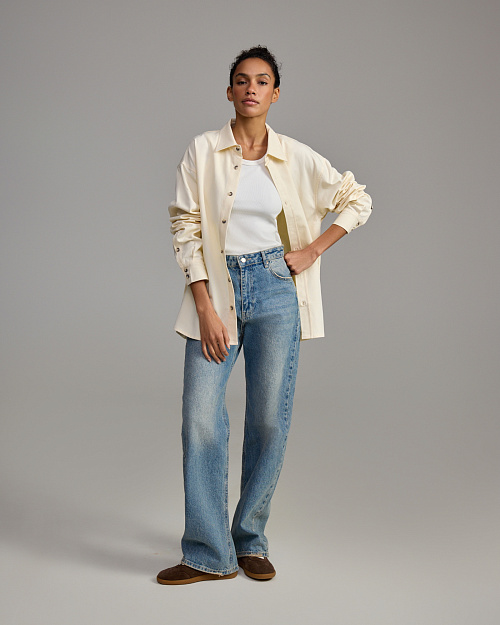 Рубашка Unisex из 100% хлопка, молочный