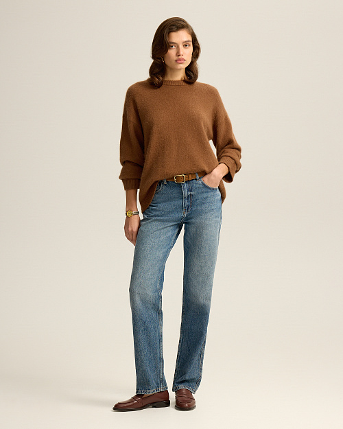 Объемный джемпер из ангоры, коричневый