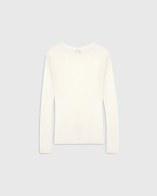 Прозрачный лонгслив из тенселя с шерстью, молочный